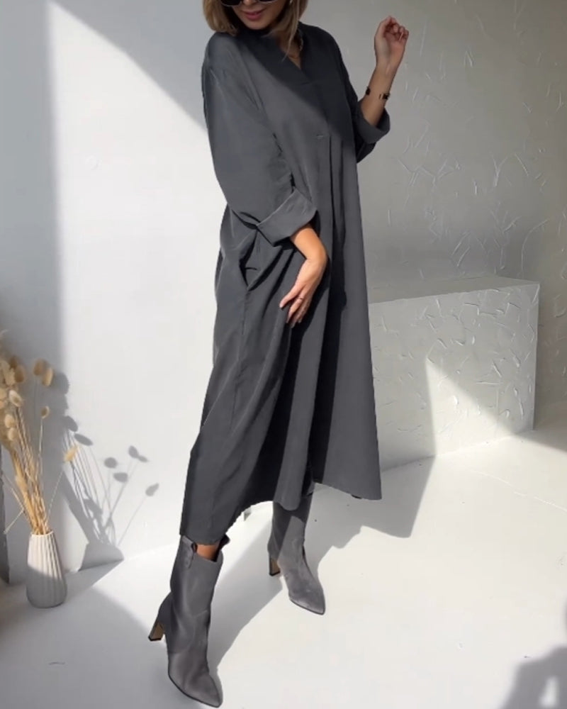 ComfyChic™ - Robe noire avec poches, style ample