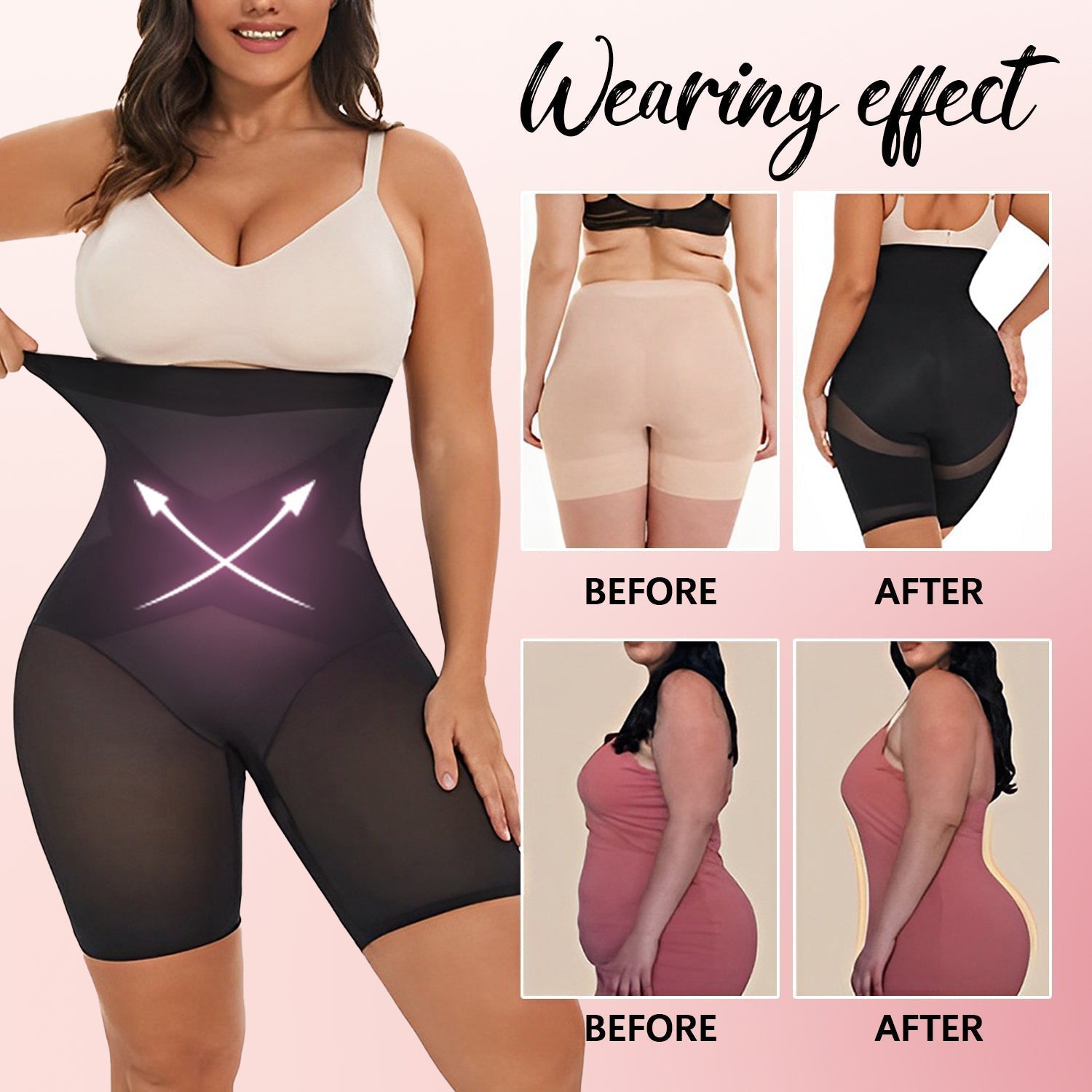 Cross Compression Belly & Hip Shapewear-Noir+Beige (1+1 Gratuit)