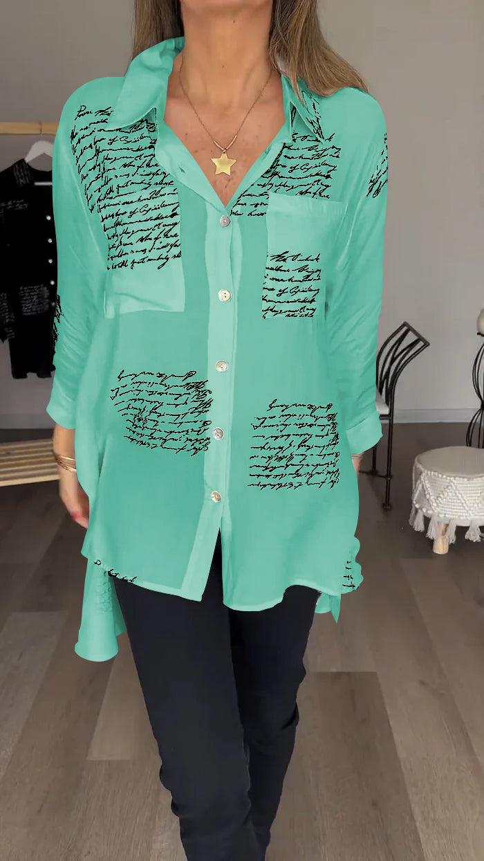 FashionLetter ReversBlouse™ - Overhemd in mode-stijl met letterprint