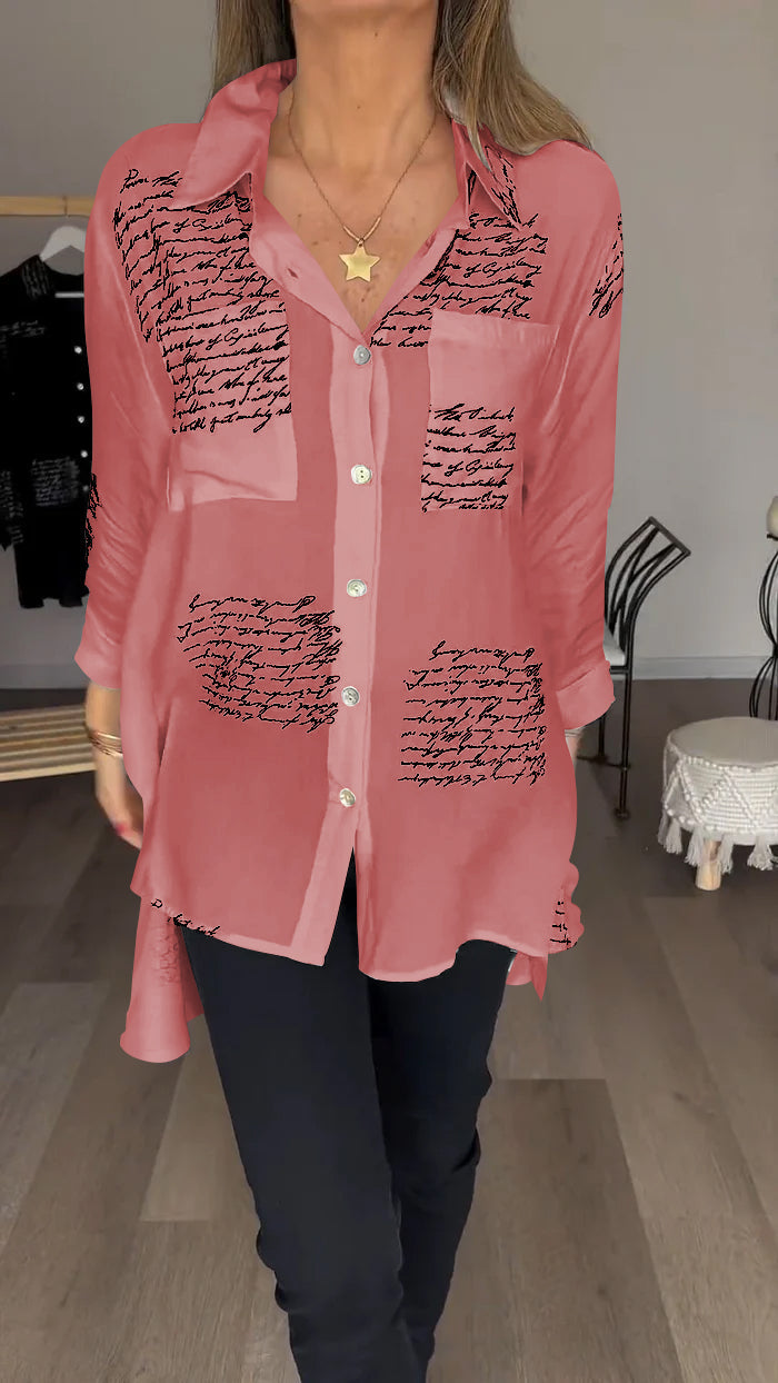 FashionLetter ReversBlouse™ - Overhemd in mode-stijl met letterprint