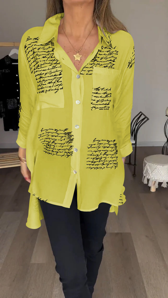 FashionLetter ReversBlouse™ - Overhemd in mode-stijl met letterprint