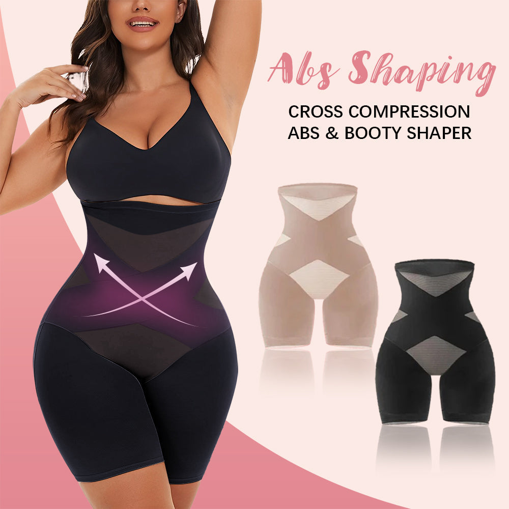 Faja abdominal y cadera Cross Compression-Negro+Beige (1+1 Gratis)