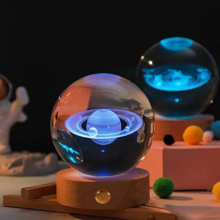 SuperCrystalBall - 3D Zonnestelsel Kristallen Bal Met LED Licht