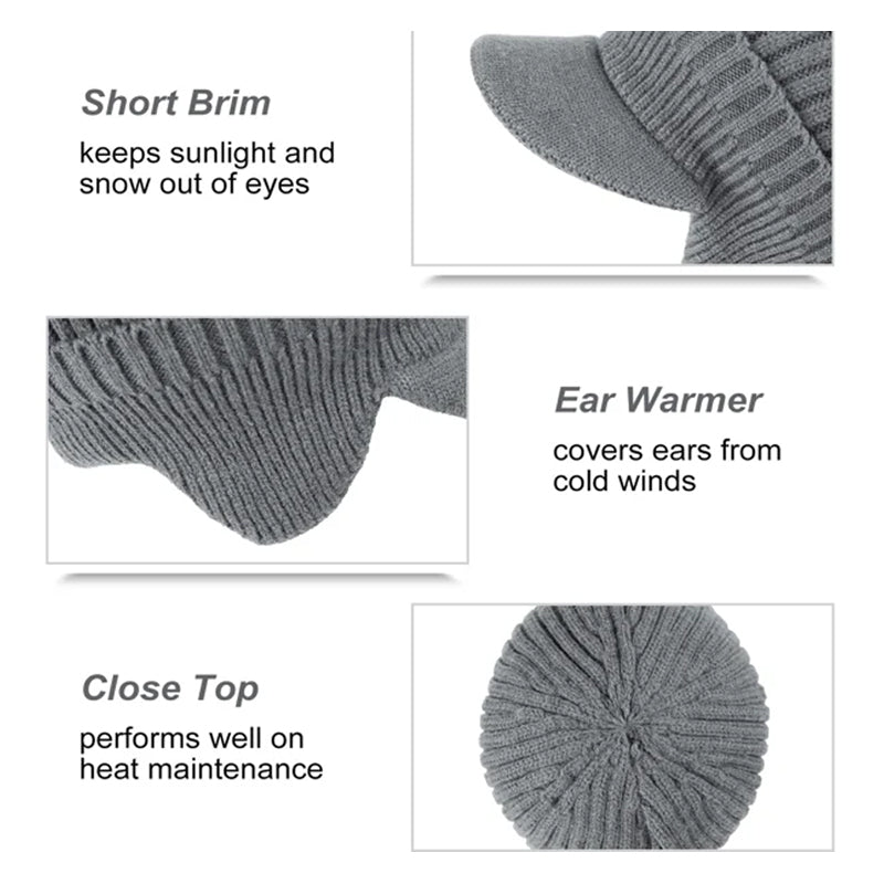 OutdoorKnitWarmth™ - Elastische Gebreide Muts met Oorbescherming