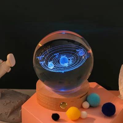 SuperCrystalBall - 3D Zonnestelsel Kristallen Bal Met LED Licht