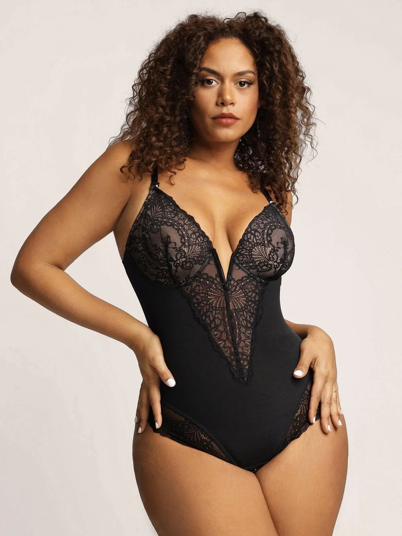 Elegans - Deep-V Neck Bodysuit