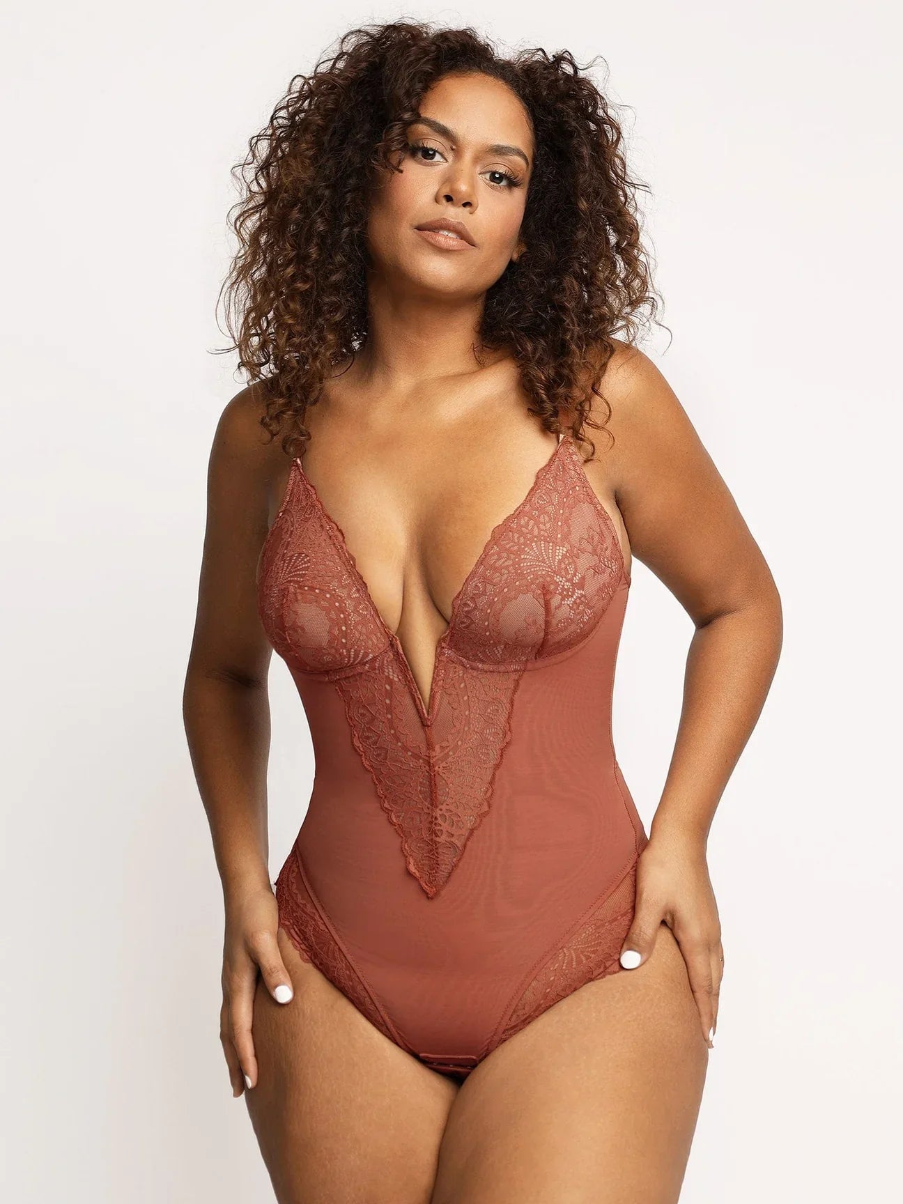 Elegans - Deep-V Neck Bodysuit