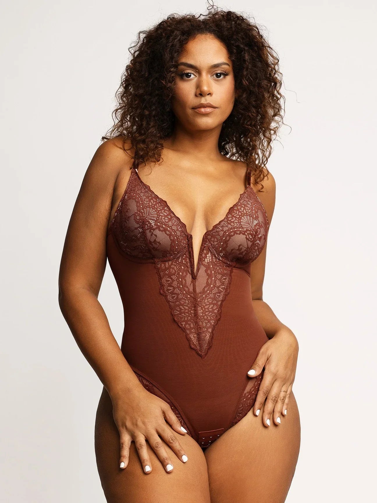 Elegans - Deep-V Neck Bodysuit