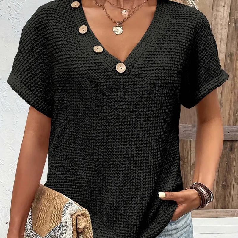 ChicVibe - Short Sleeve V-Neck Top