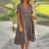 Marisha | Robe col V en coton et lin